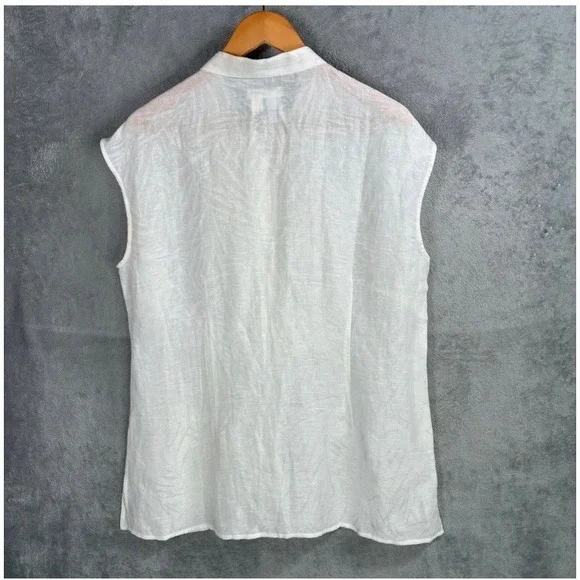 Coldwater Creek Linen Blend Crochet Lace Button Up Blouse XL Cottagecore Boho - Picture 2 of 8